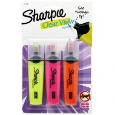 Newell Rubbermaid Sharpie Clear View Highlighters, Assorted Colors, Pack Of 3 Sharpies - Chisel Marker Point Style - Orange - 3 Pack - TAA Compliance 1912767