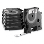 Newell Rubbermaid DYMO&reg; D1 Self-Adhesive Labeling Tape For LabelManager/LabelWriter Duo, 1/2" x 23'', Black Ink/White Tape, Pack Of 6 - TAA Compliance 2025517