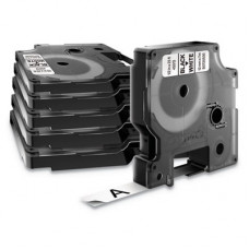 Newell Rubbermaid DYMO&reg; D1 Self-Adhesive Labeling Tape For LabelManager/LabelWriter Duo, 1/2" x 23'', Black Ink/White Tape, Pack Of 6 - TAA Compliance 2025517