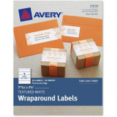 Avery &reg; Wraparound Address Labels, Waterproof, Permanent Adhesive, Matte, Rectangle, 7-17/20" x 1-3/4", 50 Labels (22838) - Permanent Adhesive - 7 27/32" Width x 1 3/4" Length - Rectangle - Inkjet, Laser - White - 5 / Sheet - 5