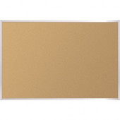 MooreCo Valu-Tak Tackboard - Aluminum Trim - 24" Height x 36" Width - Natural Cork Surface - Anodized Aluminum Aluminum Frame 301AB