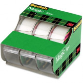 3m Scotch 3-Roll Tape Caddy - 0.75" Width x 25 ft Length - 1" Core - Permanent Adhesive Backing - Writable Surface, Photo-safe - Dispenser Included - Handheld Dispenser - 3 Roll - Clear - TAA Compliance 3105