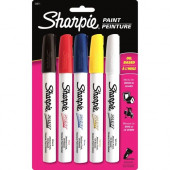 Newell Rubbermaid Sharpie Oil-Based Paint Marker - Medium Point - Medium Marker Point - Assorted Oil Based Ink - 5 / Pack - TAA Compliance 34971PP