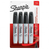 Newell Rubbermaid Sharpie Permanent Markers, Chisel Tip, Black Ink, Pack Of 4 Markers - Chisel Marker Point Style - Black Liquid Ink - Gray Plastic Barrel - 4 / Pack 38264