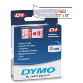 Newell Rubbermaid Dymo D1 45012 Tape - 1/2" Width x 23 ft Length - Thermal Transfer - Red, Clear - Polyester - 1 Roll - TAA Compliance 45012