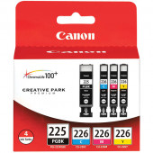 Canon (PGI-225BK/CLI-226C/M/Y) Color Ink Tank Multipack (Includes 1 Each of OEM# 4530B001, 4547B001, 4548B001, 4549B001) - TAA Compliance 4530B008