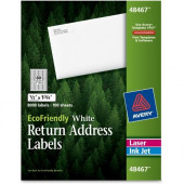 Avery &reg; EcoFriendly Address Labels - Permanent Adhesive - 1/2" Width x 1 3/4" Length - Rectangle - Laser, Inkjet - White - Paper - 80 / Roll - 8000 / Box - FSC, TAA Compliance 48467