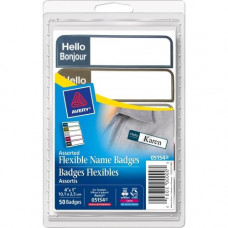 Avery &reg; Flexible Name Badge Labels, Assorted Colors, 1" x 3-3/4", 100 Badges (5154) - 1" Width x 3.75" Length - 100 / Pack - Rectangle - Inkjet, Laser - Assorted - TAA Compliance 5154