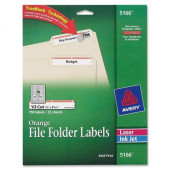 Avery &reg; TrueBlock(R) File Folder Labels, Sure Feed(TM) Technology, Permanent Adhesive, Orange, 2/3" x 3-7/16", 750 Labels (5166) - Permanent Adhesive - 21/64" Length - Rectangle - Laser, Inkjet - Orange - 750 / Pack - TAA Compliance