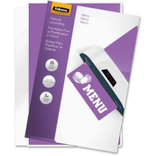 Fellowes Glossy Pouches - Menu, 3 mil, 25 pack - Sheet Size Supported: Menu - Laminating Pouch/Sheet Size: 11.50" Width x 3 mil Thickness - Type G - Glossy - for Document, Menu - Durable - Clear - 25 / Pack 52011