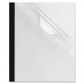 Fellowes Thermal Presentation Covers - 3/8", 90 sheets, Black - 11" Height x 8.5" Width x 0.4" Depth - 0.17" Maximum Capacity - 90 x Sheet Capacity - Rectangular - Black, Clear - Polyvinyl Chloride (PVC) - 10 / Pack - TAA Complian
