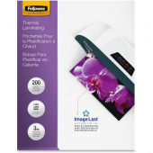 Fellowes Thermal Laminating Pouches - ImageLast&trade;, Jam Free, Letter, 3mil, 200 pack - Laminating Pouch/Sheet Size: 9" Width x 3 mil Thickness - UV Resistant, Fade Resistant - Clear - 200 / Pack 5244101