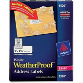 Avery &reg; WeatherProof Mailing Labels, Permanent Adhesive, TrueBlock(R), 1 x 2-5/8, 1,500 Labels (5520) - Permanent Adhesive - 1" Width x 2 5/8" Length - Rectangle - Laser - White - Polyester - 30 / Sheet - 1500 / Pack - TAA Compliance 552