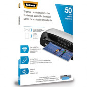 Fellowes Thermal Laminating Pouches - Letter, 3mil, 50 pack - Sheet Size Supported: Letter 8.50" Width x 11" Length - Laminating Pouch/Sheet Size: 9" Width3 mil Thickness - Glossy - for Document - Photo-safe, Durable - Clear - 50 / Pack 574