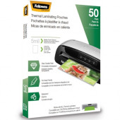 Fellowes Thermal Laminating Pouches - Letter, 5mil, 50 pack - Sheet Size Supported: Letter 8.50" Width x 11" Length - Laminating Pouch/Sheet Size: 9" Width5 mil Thickness - Glossy - for Document - Photo-safe, Durable - Clear - 50 / Pack 574