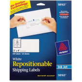 Avery &reg; Repositionable Shipping Labels, Sure Feed(TM) Technology, Repositionable Adhesive, 2" x 4", 250 Labels (58163) - Permanent Adhesive - 4" Width x 2" Length - Rectangle - Inkjet - White - 10 / Sheet - 250 / Pack - FSC, TA