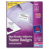 Avery &reg; Premium Personalized Name Tags, Print or Write, Blue Border, 2-1/3" x 3-3/8", 400 Name Tags (5895) - Removable Adhesive - 2 21/64" Width x 3 3/8" Length - Rectangle - Laser, Inkjet - White - 8 / Sheet - 400 / Box - TAA 