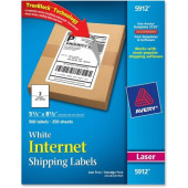Avery &reg; Shipping Address Labels, Laser Printers, 500 Labels, Half Sheet Labels, Permanent Adhesive, TrueBlock(R) (5912) - Permanent Adhesive - 5 1/2" Width x 8 1/2" Length - Rectangle - Laser - White - 2 / Sheet - 500 / Pack - TAA Compli