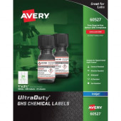 Avery &reg; UltraDuty(R) GHS Chemical Labels for Pigment Inkjet Printers, Permanent Adhesive, Waterproof, UV Resistant, 1" x 2-1/2", 600 Labels (60527) - Inkjet - White - 600 / Box - TAA Compliance 60527