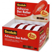 3m Scotch&reg; Adhesive Dot Roller Value Pack, .31" x 49&#39;&#39; - 4 / Pack - Clear - TAA Compliance 6055BNS