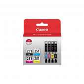 Canon (CLI-251 B/C/M/Y) Black/Cyan/Magenta/Yellow Ink Combo Pack (Includes 1 Each of OEM# 6513B001, 6514B001, 6515B001, 6516B001) - TAA Compliance 6513B004