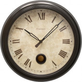 Chaney Instrument Wall Clock - Analog - Pendulum - Bronze/Plastic Case - Vintage Style 76044