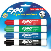 Newell Rubbermaid Expo Low Odor Markers - Chisel Marker Point Style - Green, Red, Blue, Black - 4 / Set - TAA Compliance 80174
