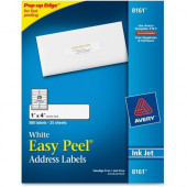 Avery &reg; Easy Peel(R) Address Labels, Sure Feed(TM) Technology, Permanent Adhesive, 1" x 4", 500 Labels (8161) - Permanent Adhesive - 1" Width x 4" Length - Rectangle - Inkjet - White - 20 / Sheet - 500 / Pack - FSC, TAA Complia