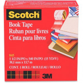 3m Scotch Book Tape - 1.50" Width x 45 ft Length - 3" Core - Acrylic - Stretchable, Writable Surface, Glossy - 1 Roll - Clear - TAA Compliance 845-1-1/2