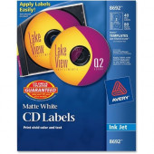 Avery Matte White CD Labels for Inkjet Printers (Includes 40 Disc Labels and 80 Spine Labels) - TAA Compliance 8692