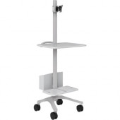 Ergotron Anthro Zido Computer Cart Package - 118 lb Capacity - 4 Casters - 4" Caster Size - Medium Density Fiberboard (MDF), Cast Metal - 25" Width x 24.5" Depth x 66.5" Height - Steel Frame - Cool Gray - TAA Compliance BZD06CG/CG4