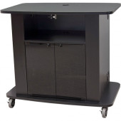 Video Furniture International VFI C2736-42 42in Tall Multimedia Cart - 500 lb Capacity - 4 Casters - 4" Caster Size - Acrylic - 46" Width x 29" Depth x 42" Height - Black C2736-42-S