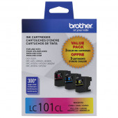 Brother C/M/Y Ink Cartridge Combo Pack (Includes OEM# LC101C, LC101M, LC101Y) (3 x 300 Yield) - TAA Compliance LC1013PKS