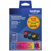 Brother Super High Yield C/M/Y Ink Cartridge Combo Pack (Includes 1 Each of OEM# LC105C, LC105M, LC105Y) (3 x 1,200 Yield) - TAA Compliance LC1053PKS