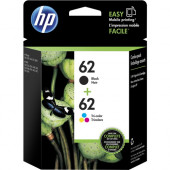 HP 62 Original Ink Cartridge - Black, Tri-color - Inkjet - 200 Pages Black, 165 Pages Tri-color - 2 / Pack N9H64FN#140