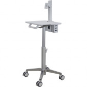 Ergotron StyleView Lean WOW Cart, SV10 - Round Handle - 16 lb Capacity - 4 Casters - 4" Caster Size - Steel - 46.3" Height - White, Aluminum - TAA Compliant SV10-1300-0