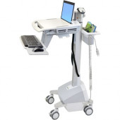 Ergotron StyleView EMR Laptop Cart, LiFe Powered - 20 lb Capacity - 4 Casters - Aluminum, Plastic, Zinc Plated Steel - 18.3" Width x 50.5" Height - White, Gray, Polished Aluminum - REACH, RoHS, TAA, WEEE Compliance SV42-6102-1