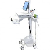 Ergotron StyleView EMR Cart with LCD Pivot, LiFe Powered - 31 lb Capacity - 4 Casters - Aluminum, Plastic, Zinc Plated Steel - 18.3" Width x 50.5" Height - White, Gray, Polished Aluminum - REACH, RoHS, TAA, WEEE Compliance SV42-6302-1