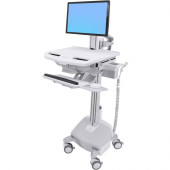 Ergotron StyleView Electric Lift Cart with LCD Pivot, LiFe Powered - Push/Pull Handle - 31.09 lb Capacity - 4 Casters - Aluminum, Plastic, Zinc Plated Steel - TAA Compliance SV42-7302-1