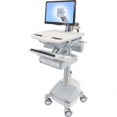 Ergotron StyleView Cart with LCD Arm, SLA Powered, 1 Drawer - 1 Drawer - 37 lb Capacity - 4 Casters - Aluminum, Plastic, Zinc Plated Steel - White, Gray, Polished Aluminum - TAA Compliance SV44-1211-1