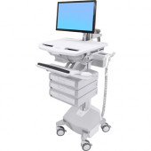 Ergotron StyleView Cart with LCD Arm, LiFe Powered, 3 Drawers (1x3) - 3 Drawer - 33 lb Capacity - 4 Casters - Aluminum, Plastic, Zinc Plated Steel SV44-1232-2