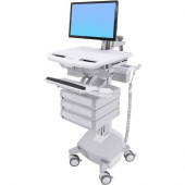 Ergotron Electric Lift Cart with LCD Arm, LiFe Powered, 3 Drawers (1x3) - 3 Drawer - Push/Pull Handle - 33.07 lb Capacity - 4 Casters - 4" Caster Size - Aluminum, Plastic, Zinc Plated Steel - 22.4" Width x 19.8" Depth - TAA Compliant SV44-2