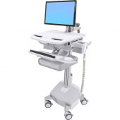 Ergotron StyleView Electric Lift Cart with LCD Arm, LiFe Powered, 2 Drawers (2x1) - 2 Drawer - Push/Pull Handle - 33.07 lb Capacity - 4 Casters - 4" Caster Size - Aluminum, Plastic, Zinc Plated Steel - TAA Compliant SV44-22A2-1