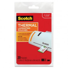 3m Scotch Thermal Laminating Pouches - Laminating Pouch/Sheet Size: 2.30" Width x 3.70" Length x 5 mil Thickness - Glossy - for Photo, Document, Business Card, Lists, Coupon, Punch Card - Double Sided, Photo-safe - Clear - 20 / Pack TP5851-20