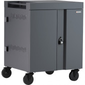 Bretford CUBE Cart 36, AC Charging, Charcoal Paint - 2 Shelf - 4 Casters - Polypropylene, Steel - 30" Width x 26.5" Depth x 37.5" Height - Charcoal - For 36 Devices - TAA Compliance TVC36PAC-CK