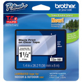 Brother 36mm (1 1/2") Black on Clear Laminated Tape (8m/26.2') (1/Pkg) TZE-161
