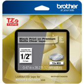 Brother TZe Premium Matte Laminated Tape - 12mm - P-touch TZe-M31 Black Print on Premium Matte Clear Laminated Tape 12mm (0.47") wide x 8m (26.2&#39;&#39;) long - TAA Compliance TZEM31