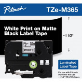 Brother P-touch TZe Label Tape - 26 1/4 ft Length - Rectangle - White on Matte Black - TAA Compliance TZEM365
