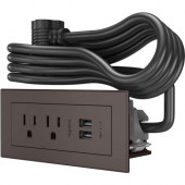 C2g Wiremold Radiant Furniture Power Center (2) Outlet (2) USB, Brown - 2 x AC Power, 2 x USB - 3.10 A Current - Surface-mountable - Brown 16365