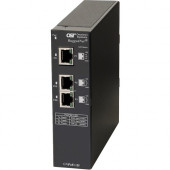 Omnitron Systems RuggedNet Industrial Unmanaged 30W Gigabit PoE Extender with Booster Technology - 1 RJ-45 PoE/PD + 2 RJ-45 PoE/PSE, Lifetime Warranty 2200-12Z